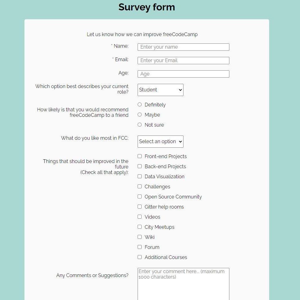 Survey Form project